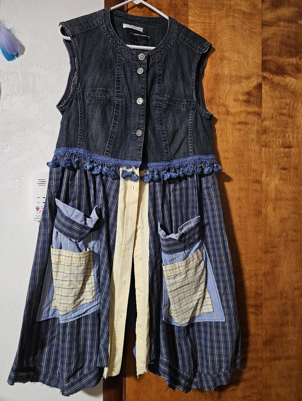 Upcycled Dress with Denim Top and Patchwork Bottom